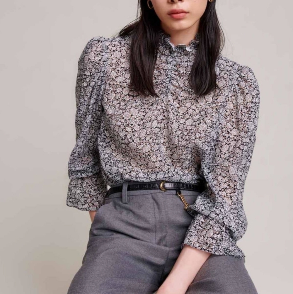 Floral Black and White Women's Top